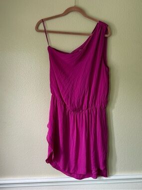 Mason Hot Pink One-Shoulder Silk Dress
